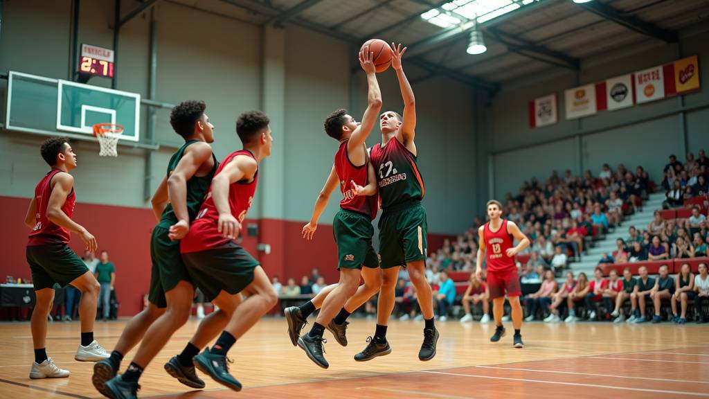 Terrain de basketball à Lons-le-Saunier avec joueurs en action