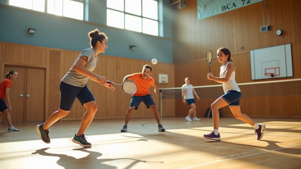 Intérieur de la salle de badminton du BCA 72