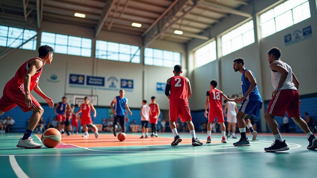 Équipe de l'Aubervilliers Avenir Basket Ball en action lors d'un match