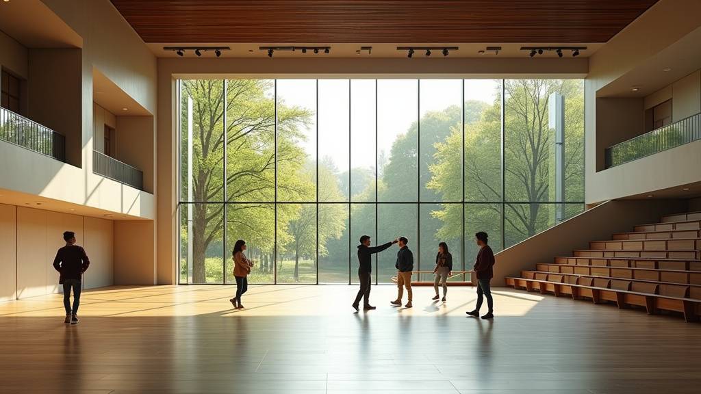 Intérieur de la salle principale de l'Espace Bellevarde avec son architecture modulable