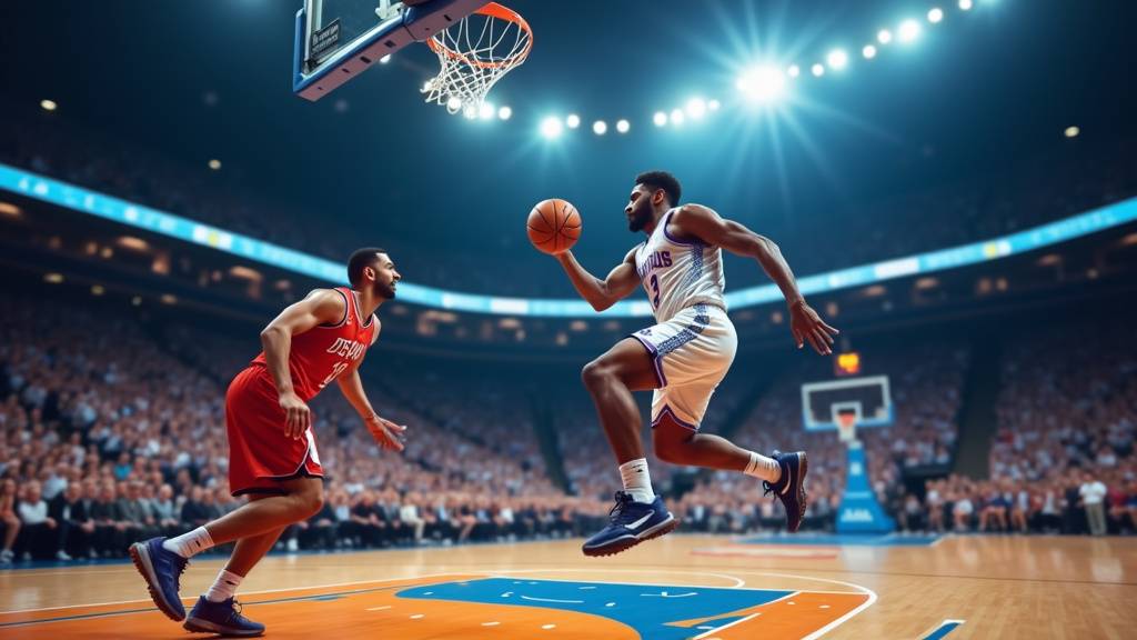 Partie de streetball intense dans un terrain de basket urbain avec des joueurs en action