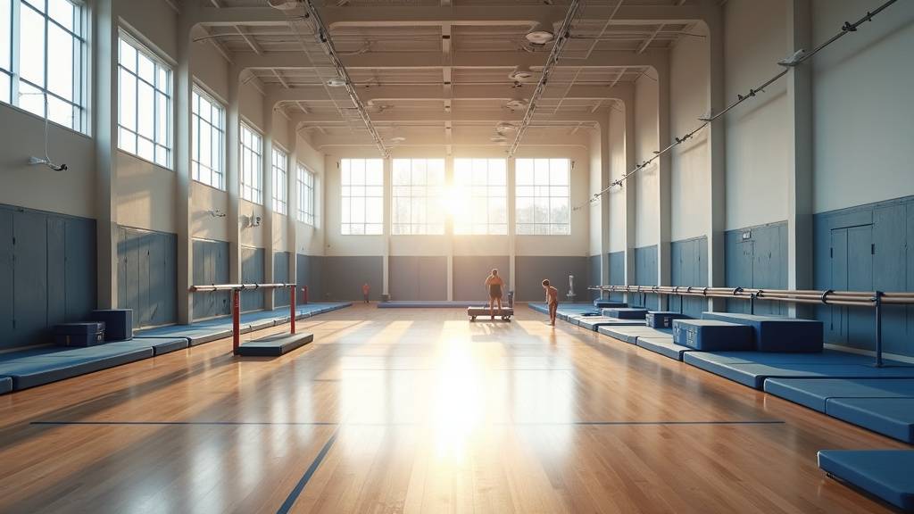 Intérieur d'un gymnase moderne à La Tronche avec équipements sportifs variés
