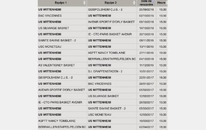 Poule et calendrier NF3 saison 2016/2017