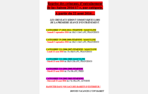 Créneaux de reprise jeunes 